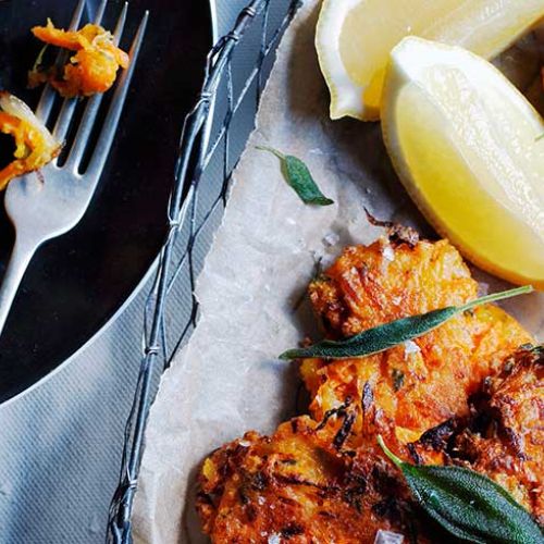 Carrot and pancetta fritters 