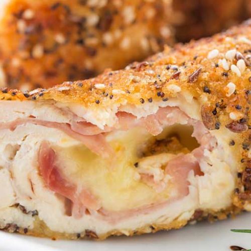 Seed crusted chicken and ham rolls 