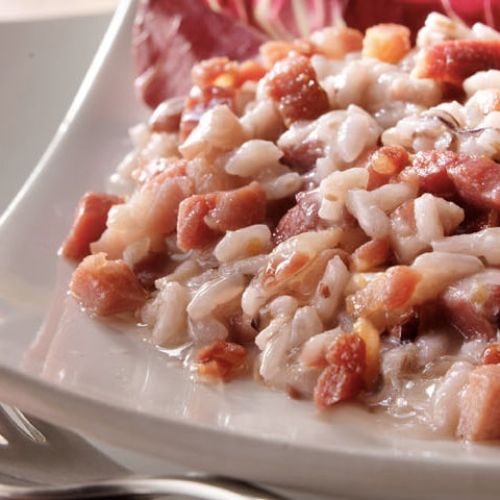 Risotto with chicory and smoked pancetta