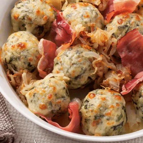 Knödel mit Spinat und Speck