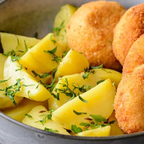 Crocchette di patate con cubetti di Pancetta e mozzarella