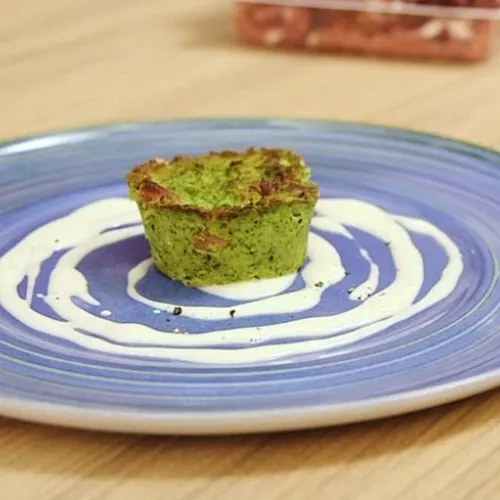 Flan di broccoli, speck e taleggio