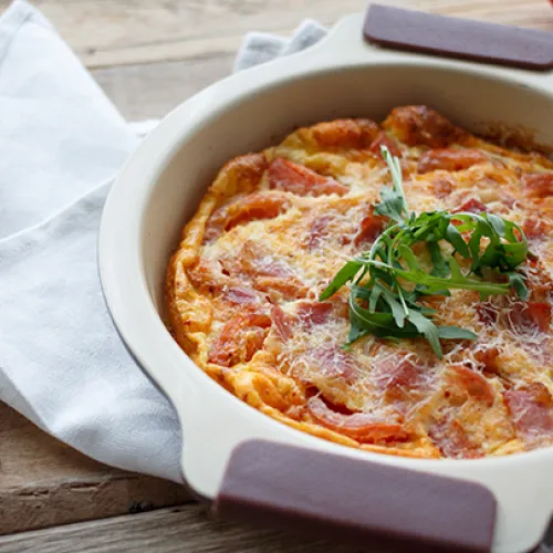 Frittata di maccheroni con cubetti di Pancetta