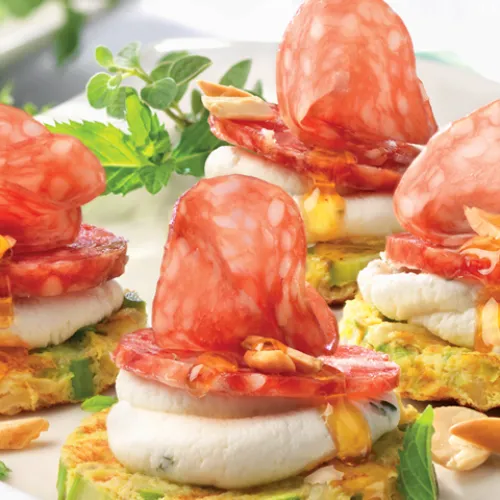 Frittatine di asparagi con salame