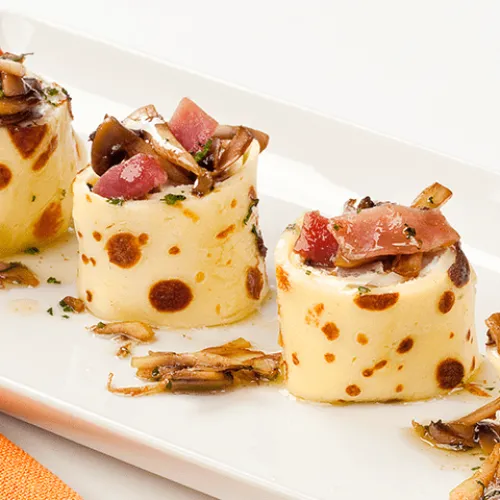 Involtini con prosciutto e funghi