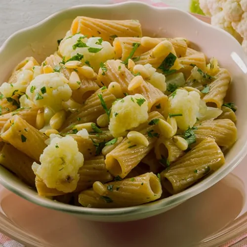 Pasta con cavolfiore e guanciale croccante