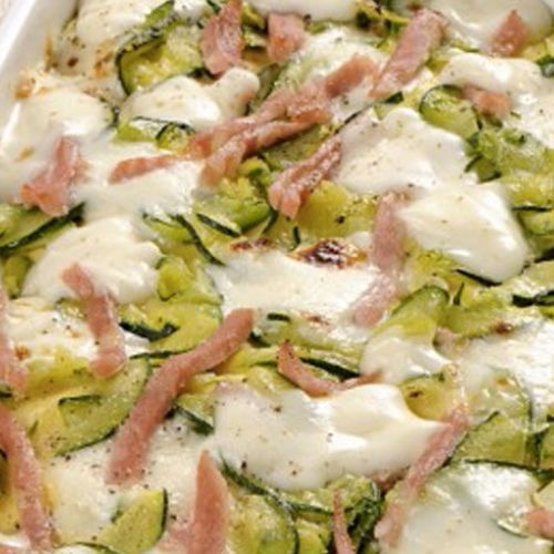 Vegetable flan with cooked ham