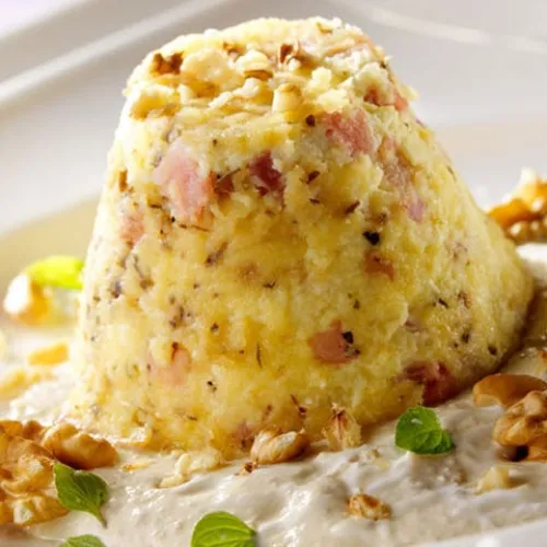 Tortino di patate con crema di noci