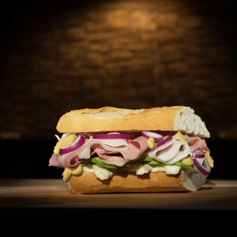 Panino con prosciutto cotto, avocado e senape