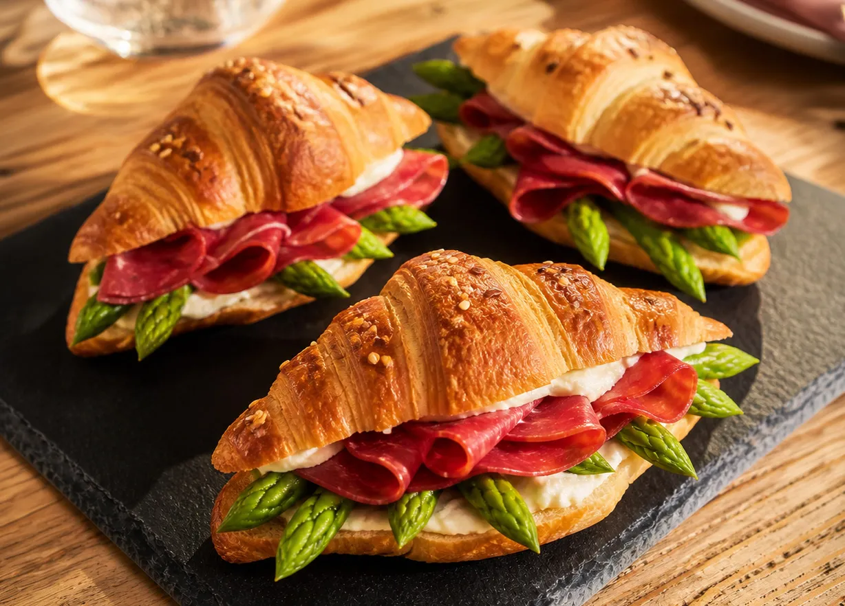 Cornetti salati con bresaola squacquerone e asparagi